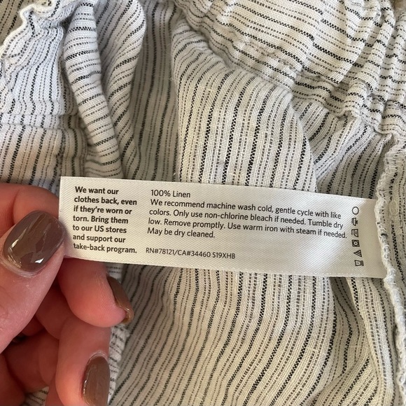 Eileen Fisher Organic Handerchief Linen Striped Pant Pearl Medium - Picture 13 of 13